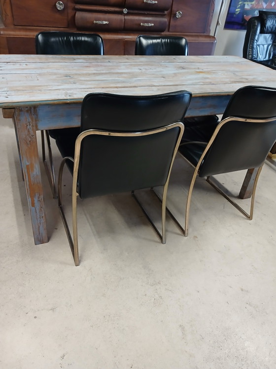Vintage design dining chairs – Leather, Metal (photo 10 of 14)
