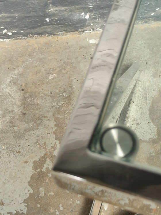 Tavolo quadrato danese dal design postmoderno in cromo e vetro, nello stile di Gerba – Tavolini, Glass (photo 11 of 15)