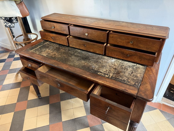 Antique Louis Philippe Style Desk – Leather, Wood (photo 8 of 11)