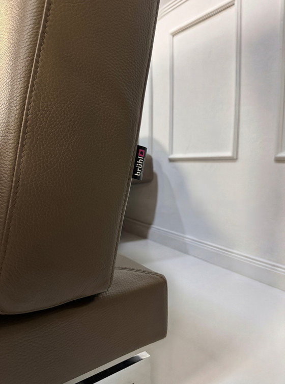 Image 1 of Brühl Moule Ecksofa Leder Sofa Braun Schlaffunktion