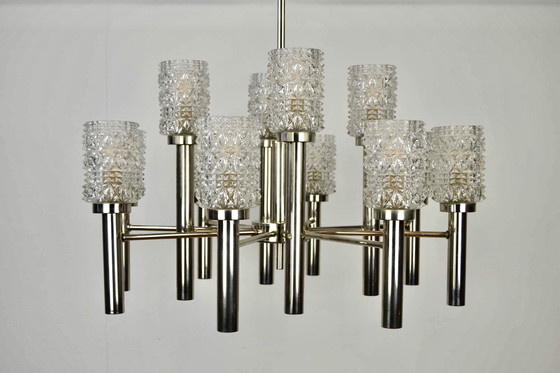 Image 1 of 1960s Vintage Chroom Kroonluchter Paolo Venini Stijl