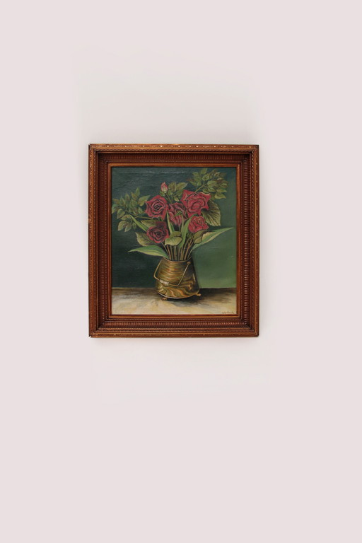 Gemäldestillleben mit Rosen signiert mit J.Ter Haak,1970
