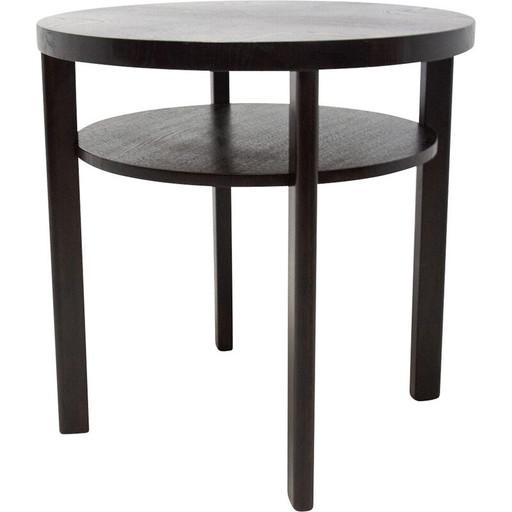 Mesa de centro vintage art déco de madera de roble, Checoslovaquia, década de 1950