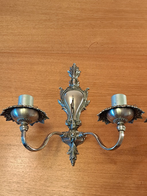 Vintage Wall Lamps – Rococo Style – Set of 2 – Silver Tone – Excellent Condition