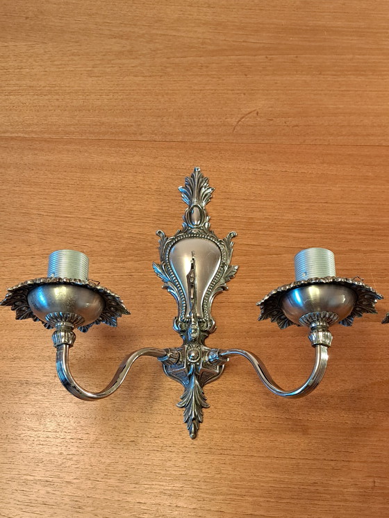 Image 1 of Vintage wandlampen – Rococo stijl – Set van 2 – Zilverkleurig – Uitstekende staat