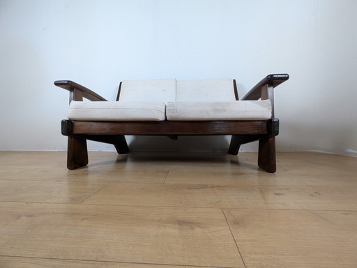 Vintage Gralon Everest / Schote 70 2-Zits Designbank – Massief Hout – Jaren '70
