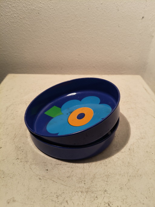 Sottobicchieri in metallo vintage in stile pop art danese di Lena e Al Eklund per LouridsLonborg