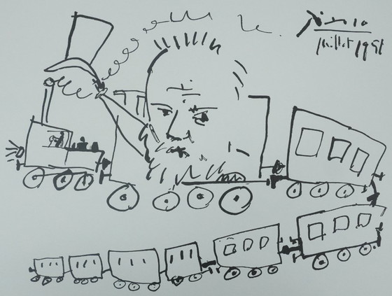 Pablo PICASSO: Il viaggio in treno, Quadricromia firmata – Stampe artistiche, Carta (photo 2 of 8)