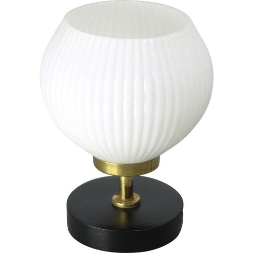 Mid-century brass & opaline table lamp