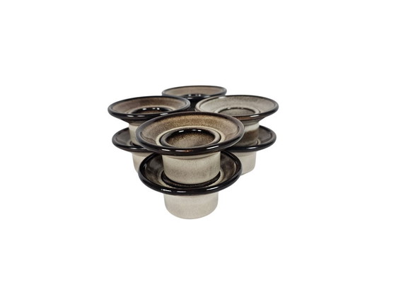 Image 1 of Pottery De Driehoek Huizen - 8 x eider cups - Amsterdam decor - 60s