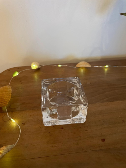 Portavelas de cristal transparente