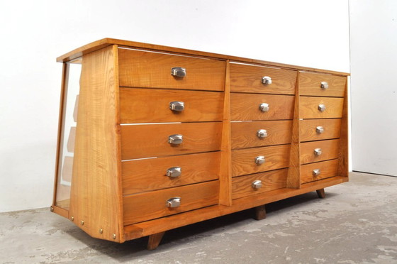 Image 1 of Vetrina/bancone da negozio in rovere stile Art Déco, anni '30