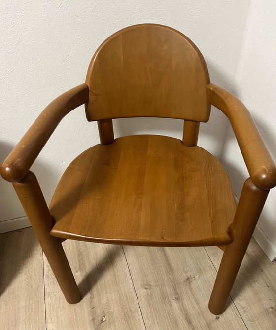 Image 1 of Ensemble de 6 chaises de salle à manger en hêtre massif, signées Rainer Daumiller, années 1970/1980