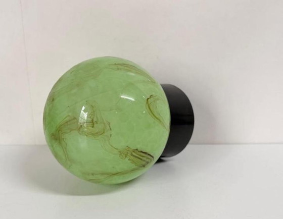 Image 1 of Globe lumineux vintage vert marbré pour plafond, style Art déco, Thabur