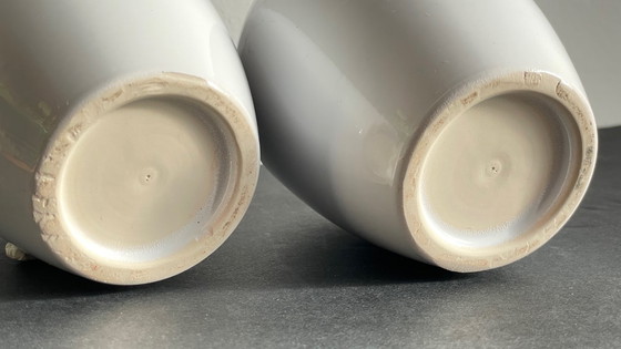 Image 1 of Pair of White Ceramic Candlesticks