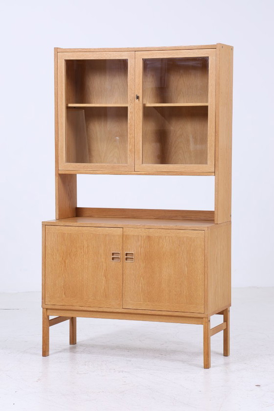 Image 1 of Vintage vitrinekast 60s | Mid Century glazen kast retro plank hout opslag #05-92