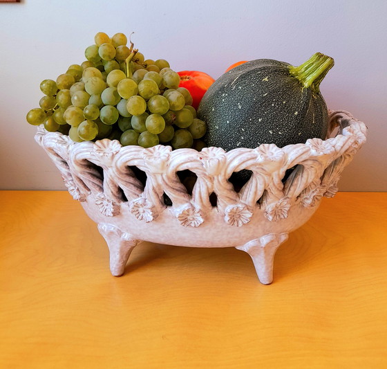Image 1 of Coupe à fruits en céramiquetressée, Fratelli Fanciullacci 1950