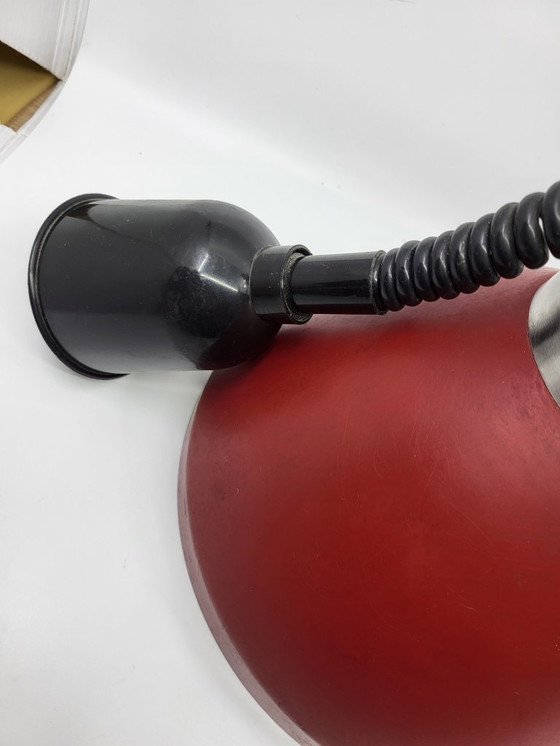 Image 1 of Vintage 1950s Red Metal Industrial Pendant Light