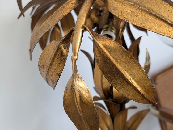 Image 1 of Lampe de table palmier en métal doré de Hans Kögl, design sculptural, années 1970