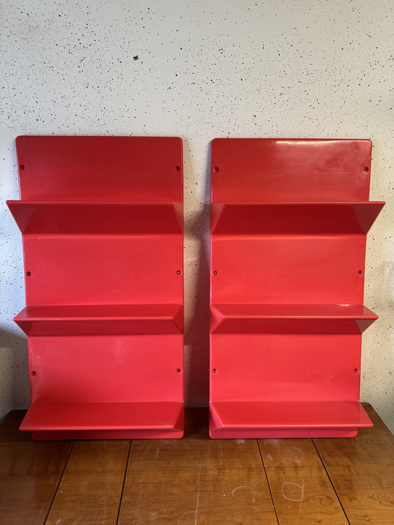 Image 1 of Retro Red Ikea 'Kampe' Wall Shelf: A Vintage Style Statement For Any Room