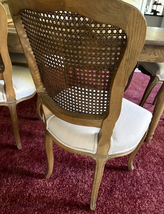 10 sedie con tavolo rustico, Set da pranzo, Legno, Rattan, Beige (foto 6 di 8)