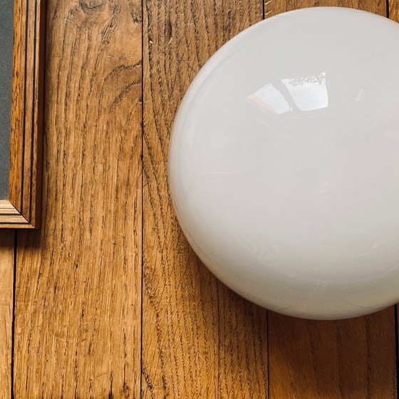 Image 1 of Small semi-spherical half-moon wall or ceiling light, 14 cm, white opaline glass