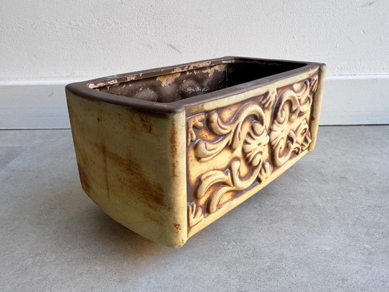 1x Vintage Rectangular W. Germany Ceramic Cactus Flowerpot – Plant pot (photo 3 of 7)