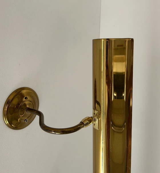 Image 1 of Coppia di applique regolabili XL in ottone d'epoca, Francia 1970