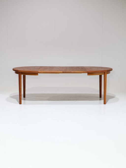 Uitschuifbare ronde eettafel Skovby Møbelfabrik teak Deens vintage