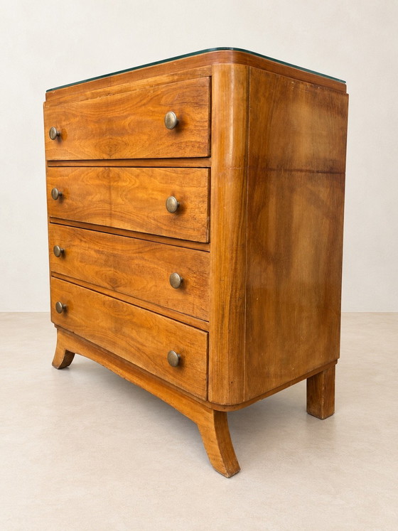 Walnut Art Deco Chest of drawers 50s vintage/retro, Wood, Brown (photo 5 of 9)