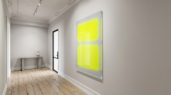 Dipinto astratto a campi di colore nei toni del grigio e del giallo – neon | Stile fluorescente | XXL 0,8 cm (photo 5 of 6)
