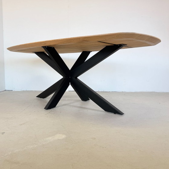 Solid Oak Danish Oval Dining Table 220x100 cm – Robuuste tafels, Wood, Metal (photo 5 of 12)
