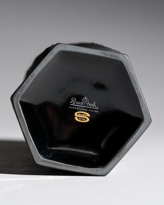 Image 1 of Vintage ROSENTHAL WERNER UHL Vase Duo Bisque Porcelaine Noire PISA 20 cm & 23 cm