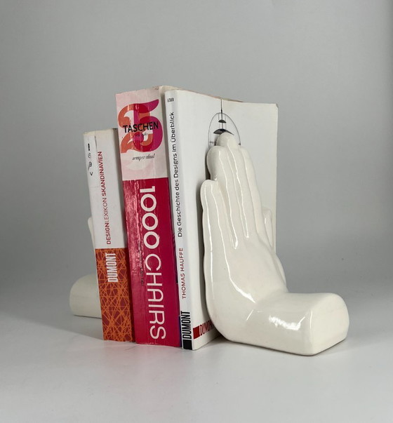 Image 1 of Vintage Ceramic Hand Bookends – Sculptural 1970s European Design (Set of 2)