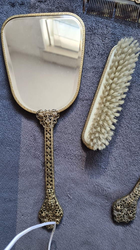 Vintage styling set with petit point embroidery – Bedroom accessories, Glass, Metal (photo 7 of 8)