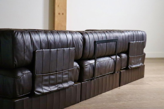 Image 1 of De Sede DS-88 Modular Sofa In Dark brown Patchwork Leather, Switzerland 1970s