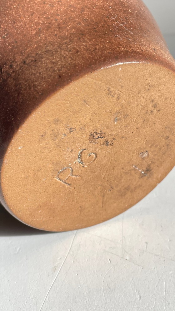 Vintage Signed Handcrafted Stoneware Vase – RG, Ceramic (photo 17 of 31)