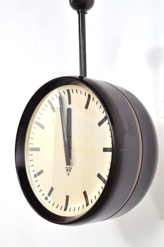 Image 1 of Vintage Double-Sided Clock Pragotron