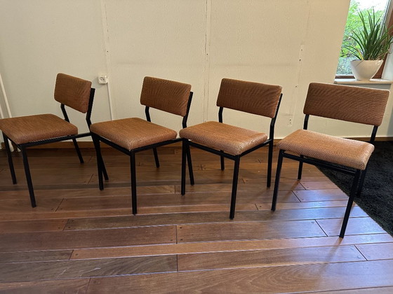 Set of 4 Vintage Design Martin Visser Dining chairs - 1960s, Spectrum, Metal, Textile, Black (photo 5 of 15)