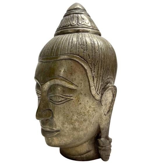 Tête de Bouddha Thaïlandaise Vintage en Bronze - Buste Style Sukhothai - 19 cm – Sculptures, Brass (photo 8 of 10)
