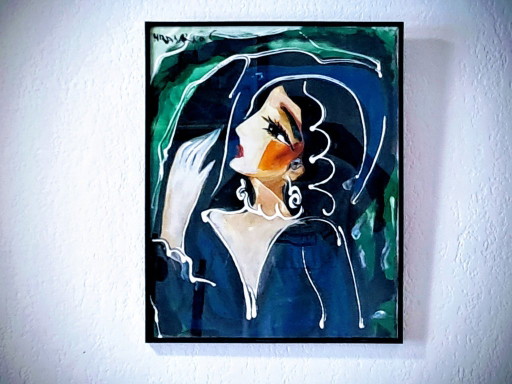 Hrasarkos - Rising Actress - Framed artist's canvas under glass – schilderijen tekeningen (photo 2 of 8)