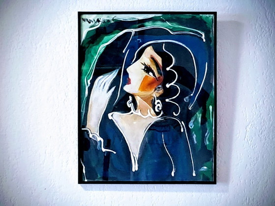 Hrasarkos - Rising Actress - Framed artist's canvas under glass – Paintings & Drawings (photo 2 of 8)