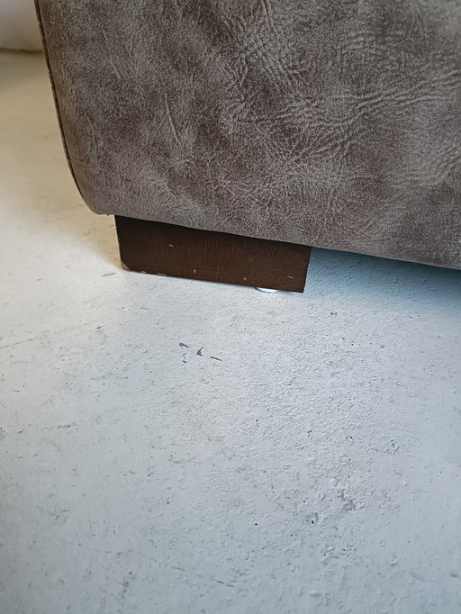 Brown leather hocker