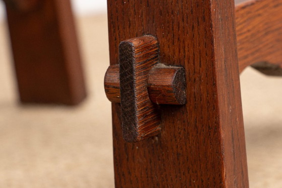 Image 1 of Set di 6 grandi sedie brutaliste in rovere massello, anni '50, nello stile di René Gabriel.