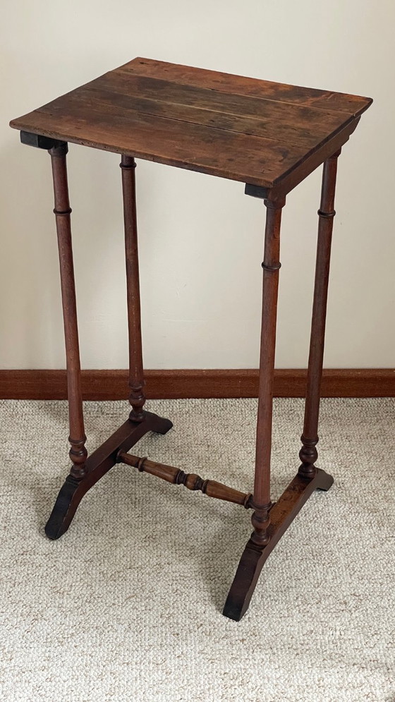 Image 1 of Antique Turned Wood Bedside Table