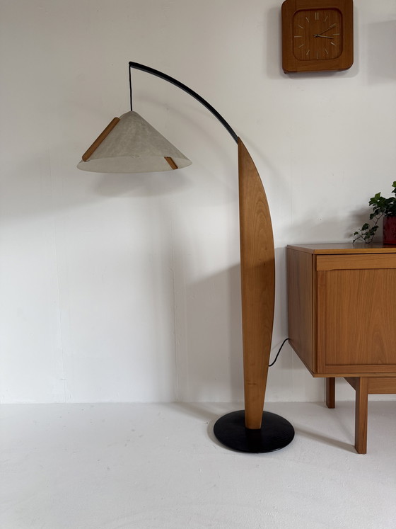 Image 1 of Vintage alder fishing rod lamp, Domus ‘80