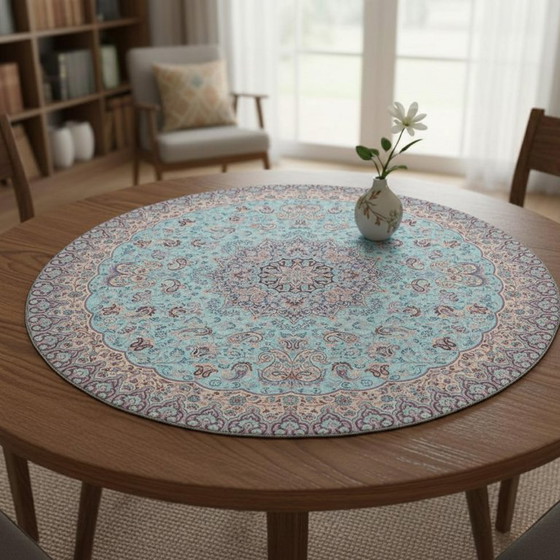 Image 1 of Oriental Handmade Tablecloth, Very Finely Crafted from Silk Threads, 100 x 100 cm