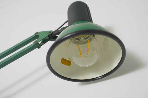 Image 1 of  Fase Architect Desk Lamp 1980s Spanish Adjustable Swing Arm Green Lamp Vintage Clamp Task Light Mid Century Industrial Lighting