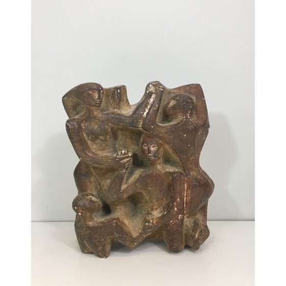 Image 1 of Vintage plaster sculpture of a group of 3 characters, 1950