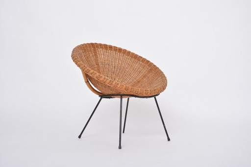 Mid Century Rotan Bowl Stoel